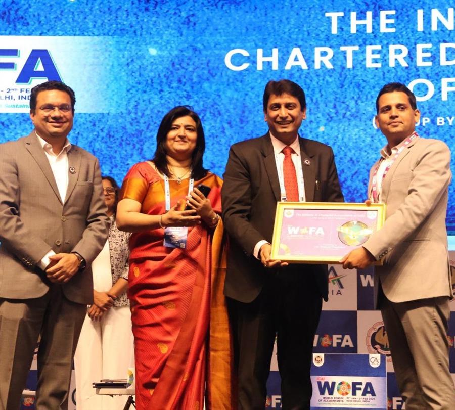 Shammi Prabhakar felicitated at WOFA 2026 by the Institute of Chartered Accountants of India
